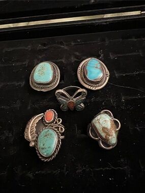 Sterling Silver(925) and  real Turquoise Rings estate collection